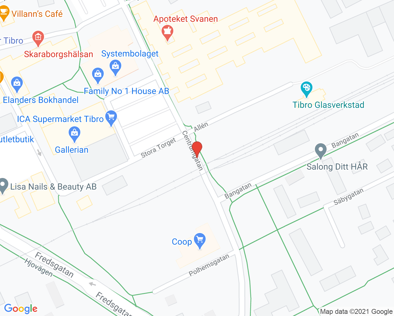 Karta till Närhälsan Tibro rehabmottagning, Tibro