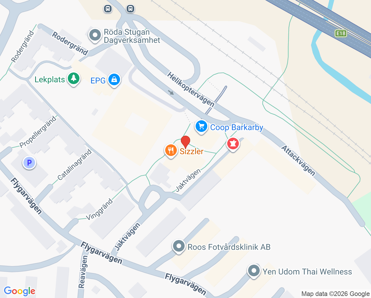 Karta till Barkarby vårdcentral