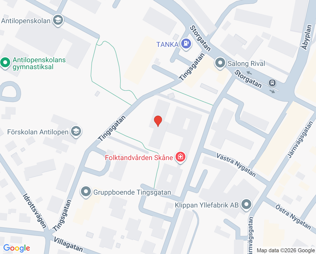 Karta till Barnmorskemottagningen Klippan