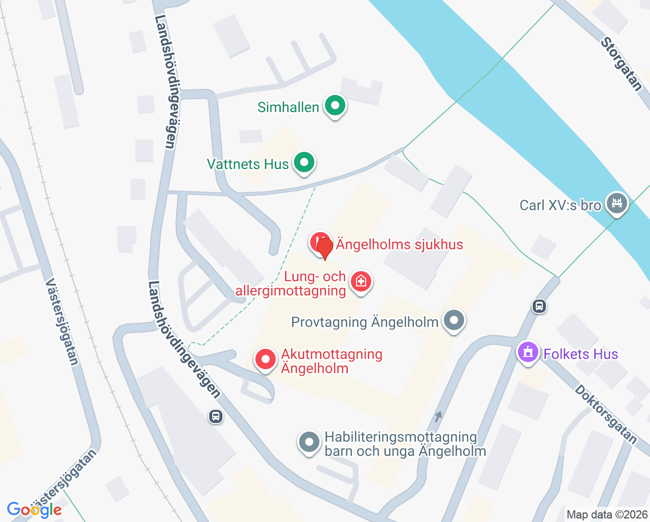 Karta till Lung- och allergimottagning Ängelholm
