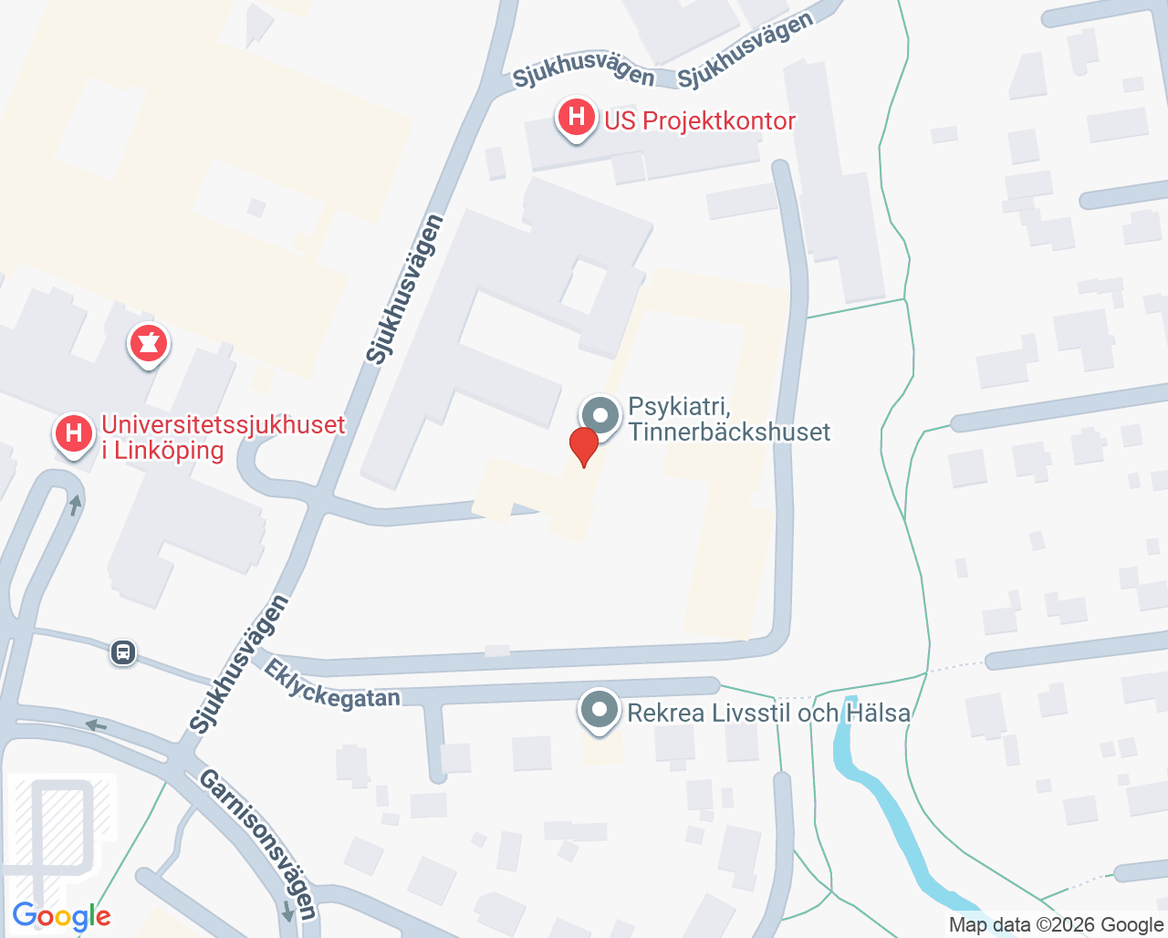 Karta till Avdelning S102 BUP, Barn och ungdomspsykiatriska kliniken US