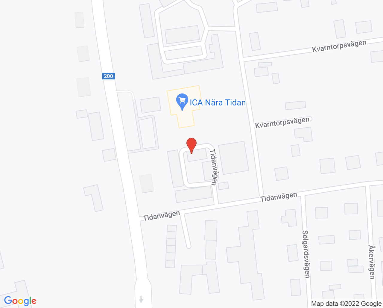 Karta till Närhälsan Tidan vårdcentral, Tidan