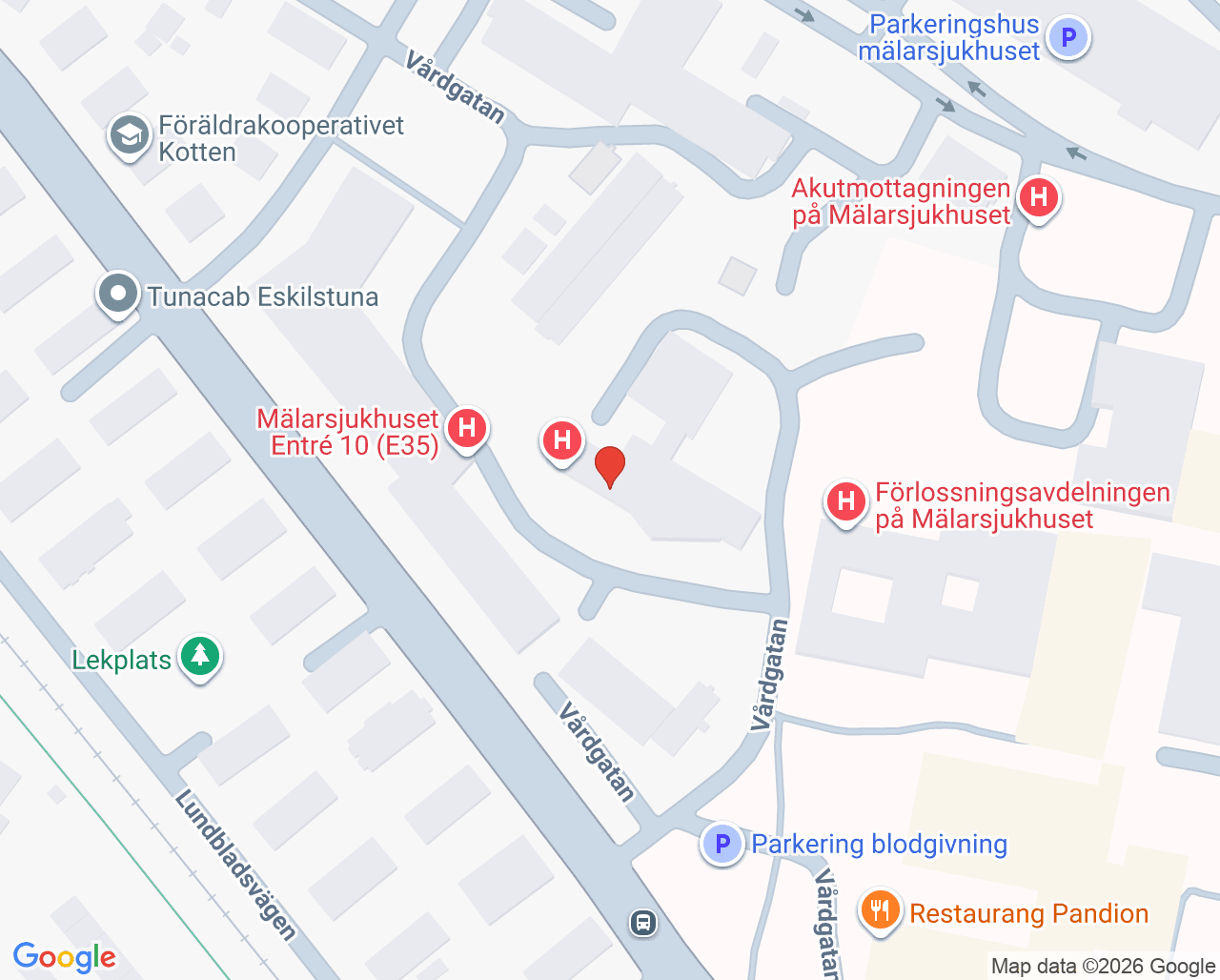 Karta till Mobila teamet psykiatri Mälarsjukhuset, Eskilstuna