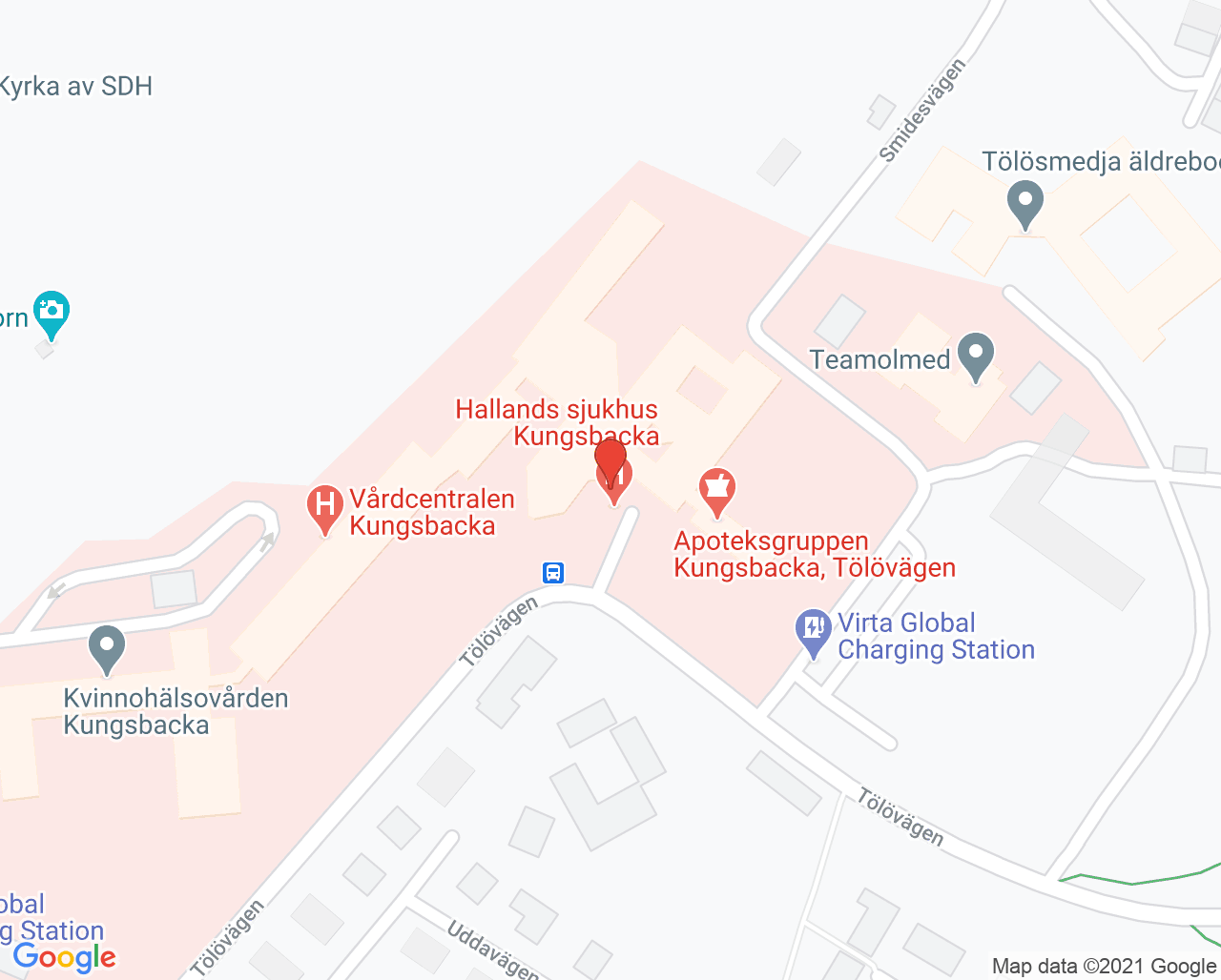 Karta till Ortopedimottagningen Hallands sjukhus Kungsbacka