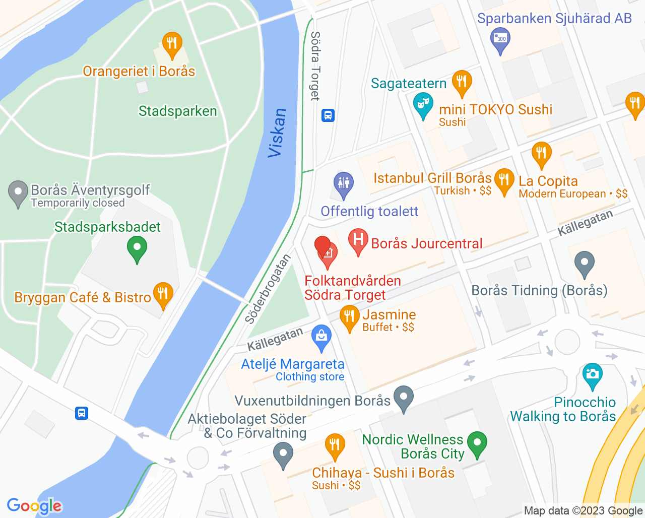 Karta till Folktandvården Södra Torget Borås, Borås