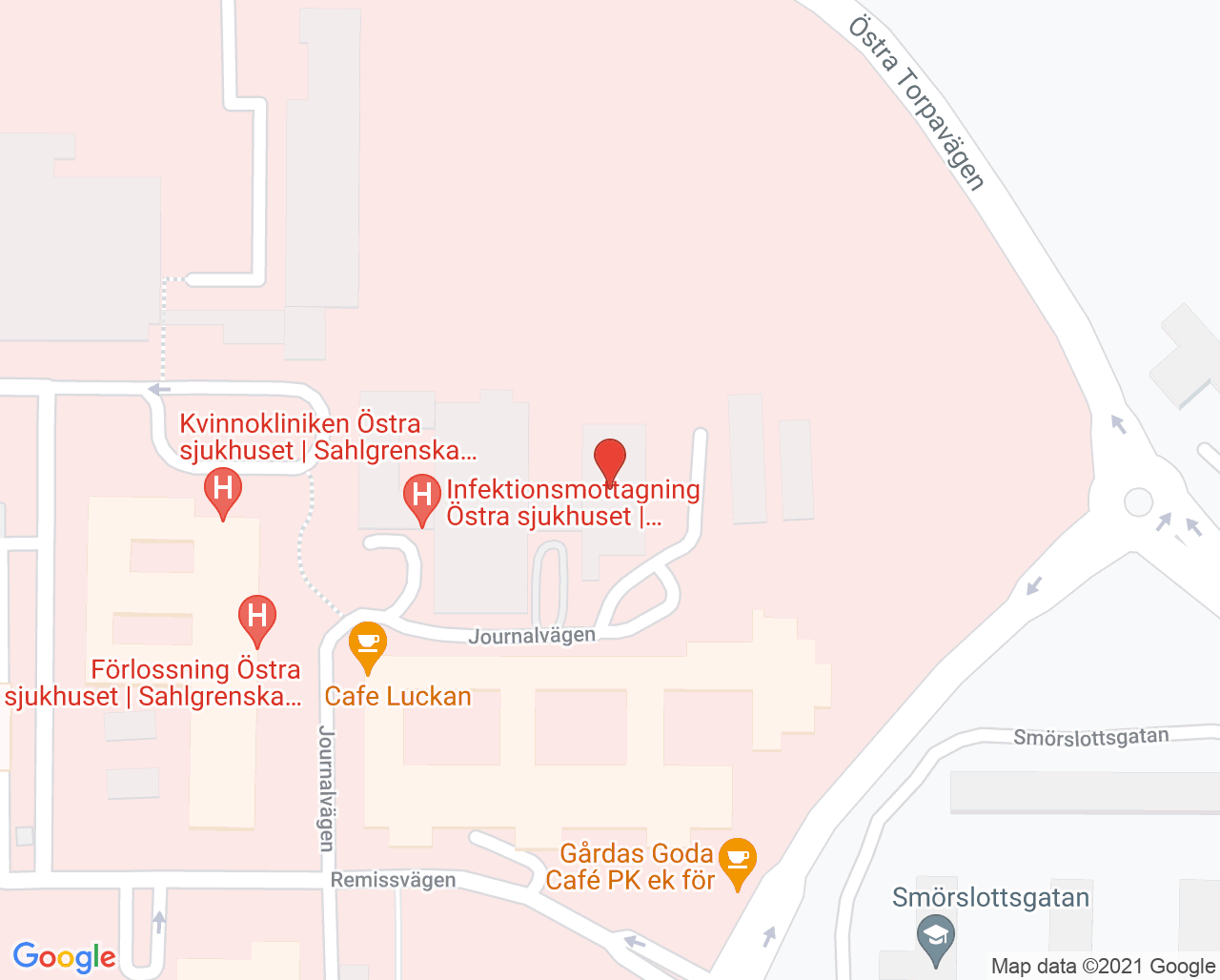 Karta till Neonatalmottagning Östra, Göteborg
