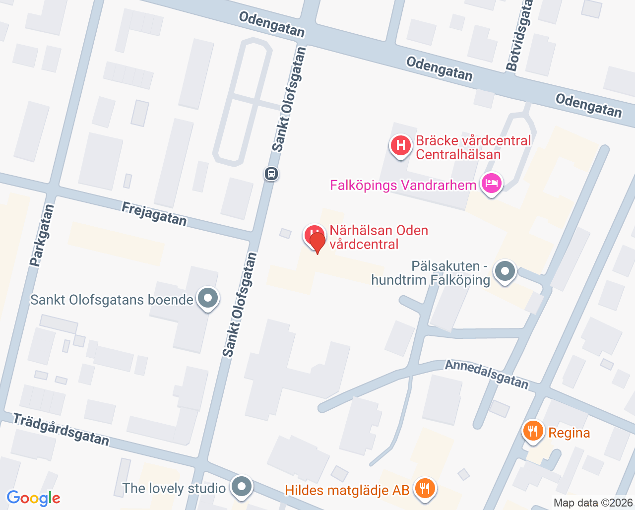 Karta till Falköping ungdomsmottagning, Falköping