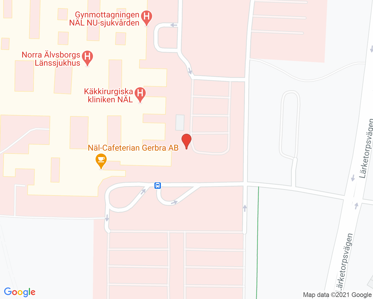 Karta till Norra Älvsborgs Länssjukhus NÄL, Trollhättan