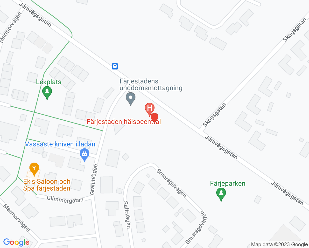 Karta till Färjestadens hälsocentral