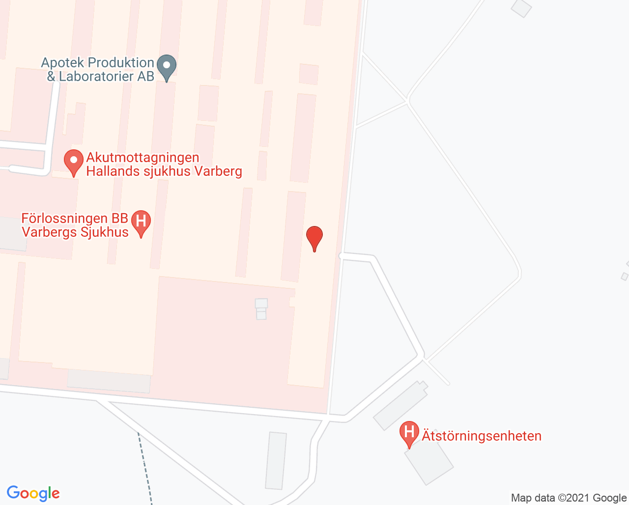 Karta till Dietistmottagningen Hallands sjukhus Varberg