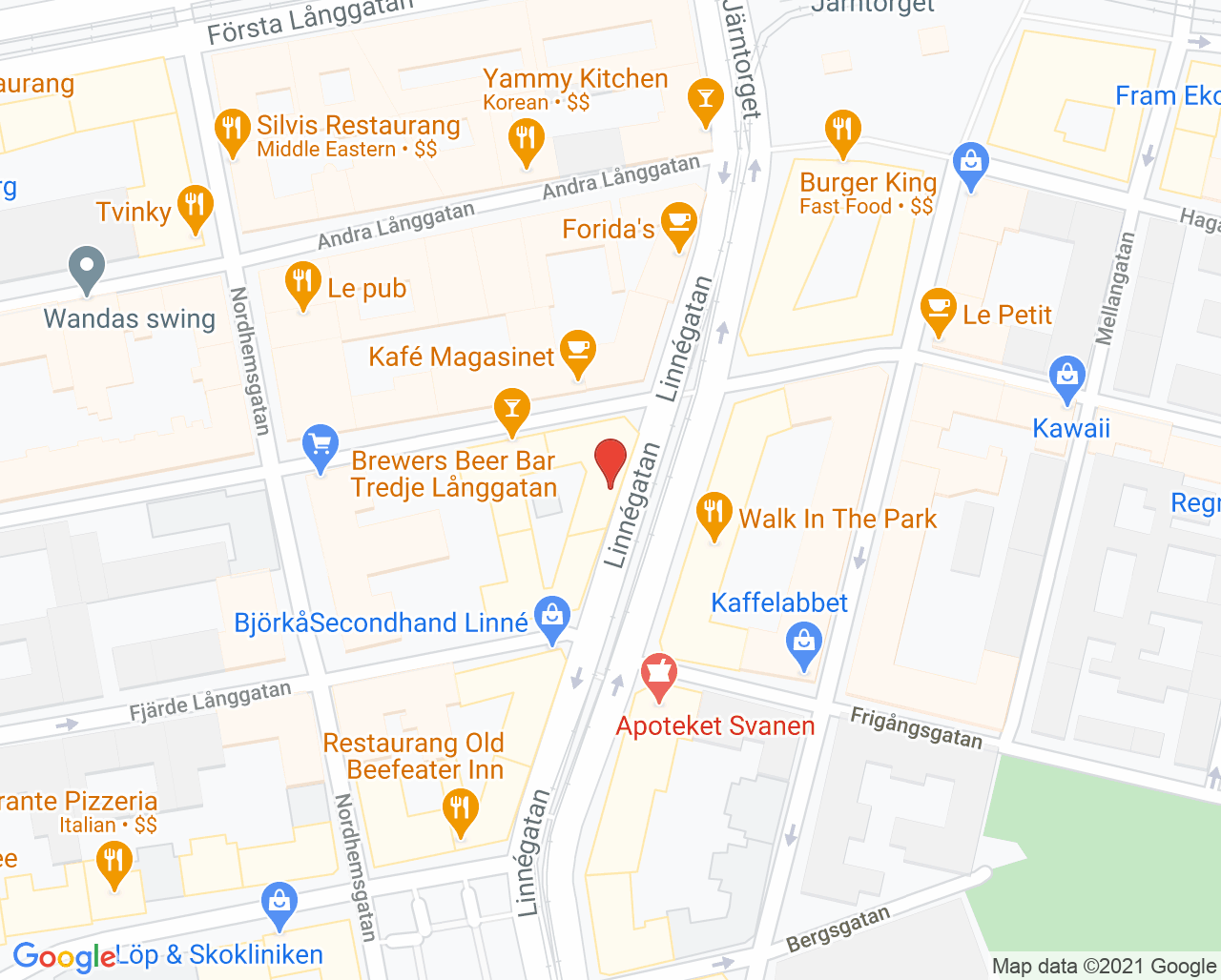 Karta till Tandläkare Andreas Dahr, Göteborg