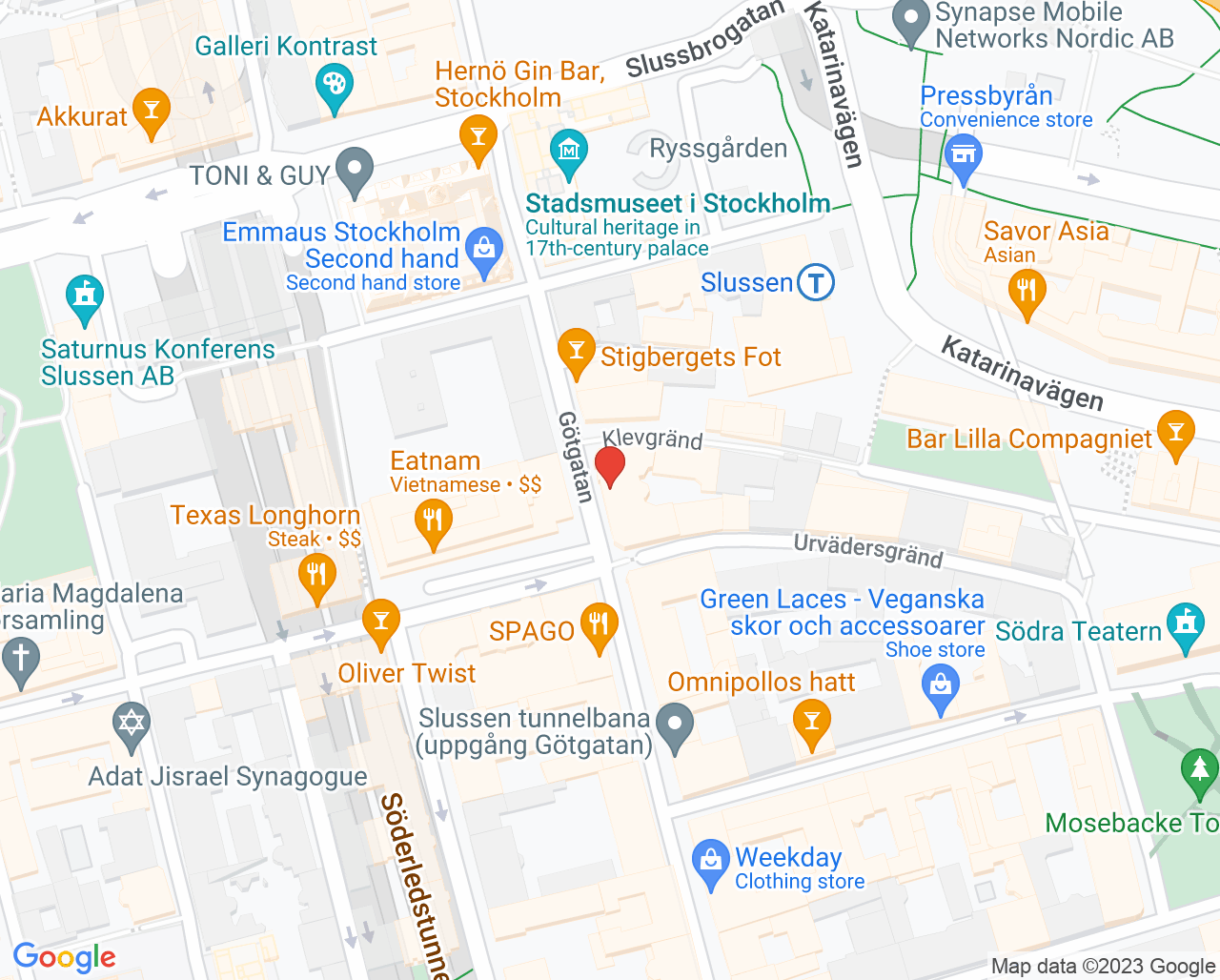 Karta till Praktikertjänst Götgatsbackens tandläkare, Stockholm