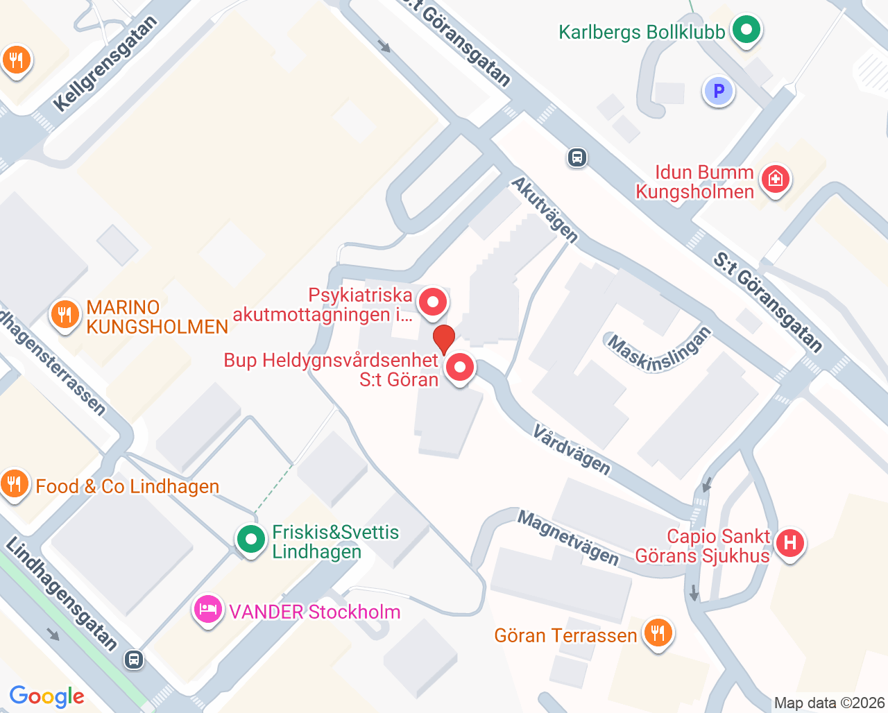 Karta till Norra Stockholms psykiatri