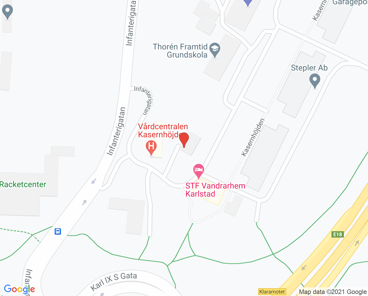 Karta till Barnmorskemottagningen Kasernhöjden