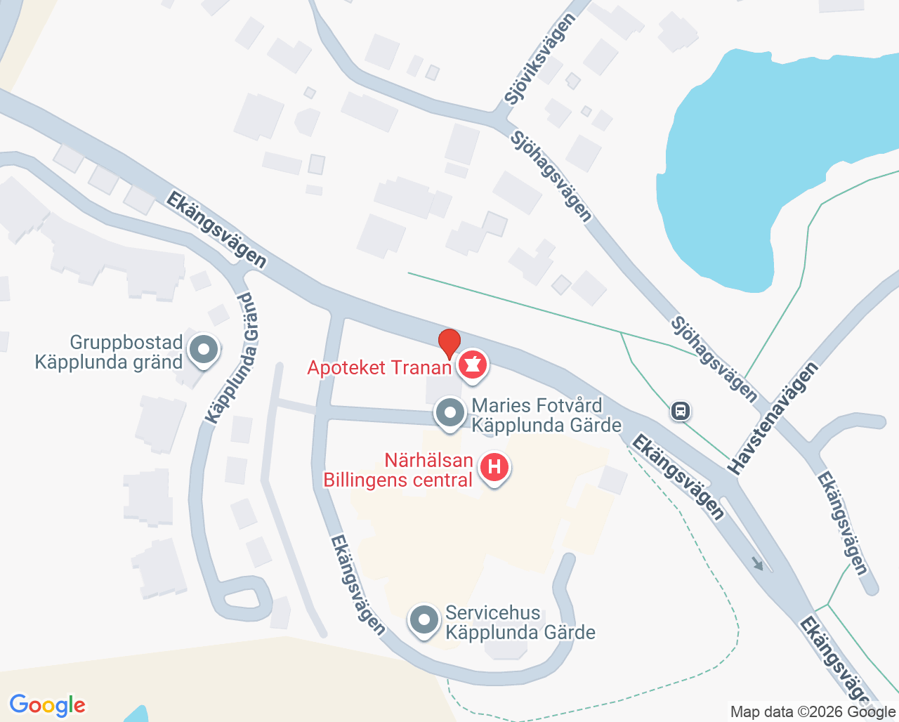 Karta till Närhälsan Billingen vårdcentral, Skövde
