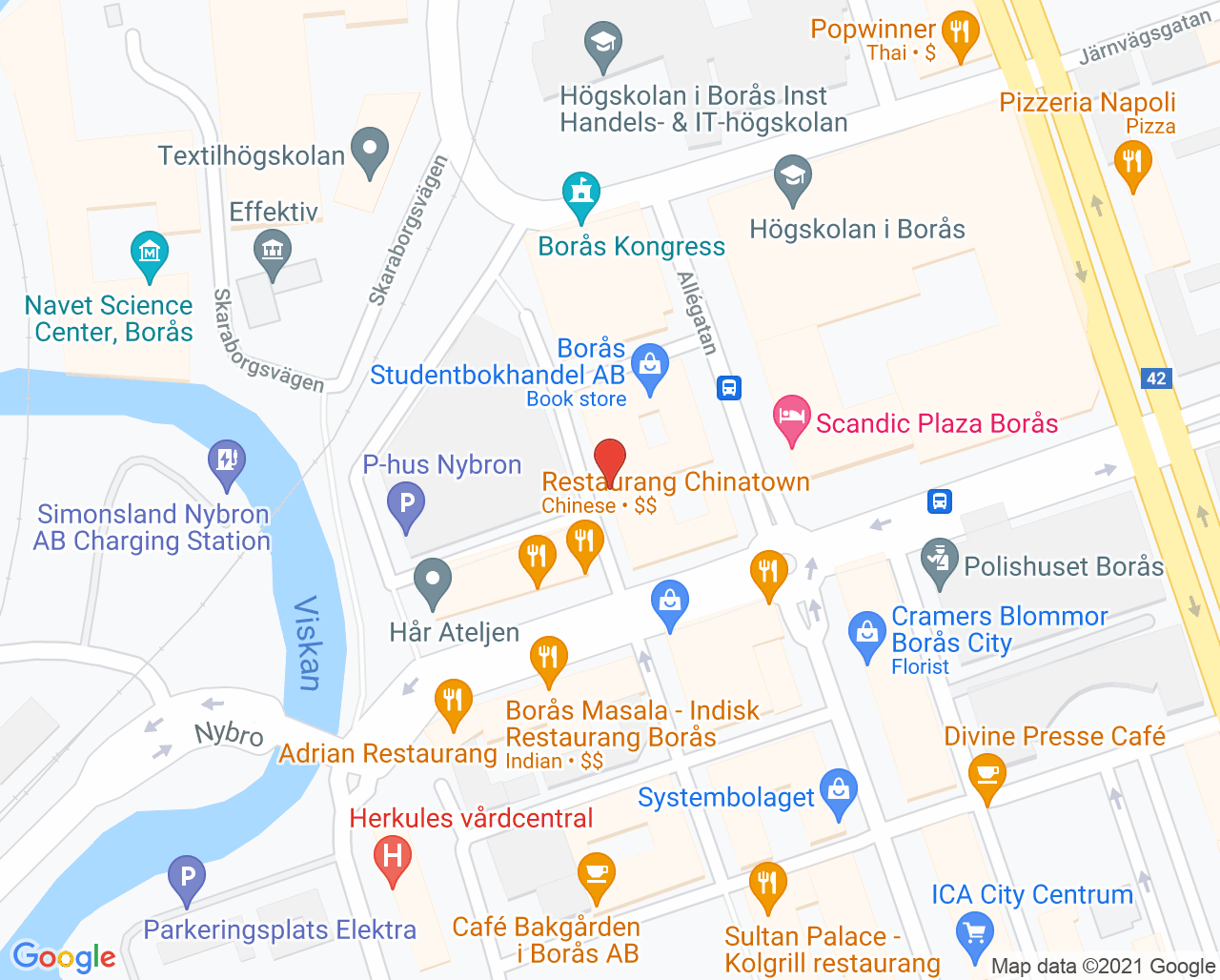 Karta till Folktandvården Akuttandvård helg Borås, Borås