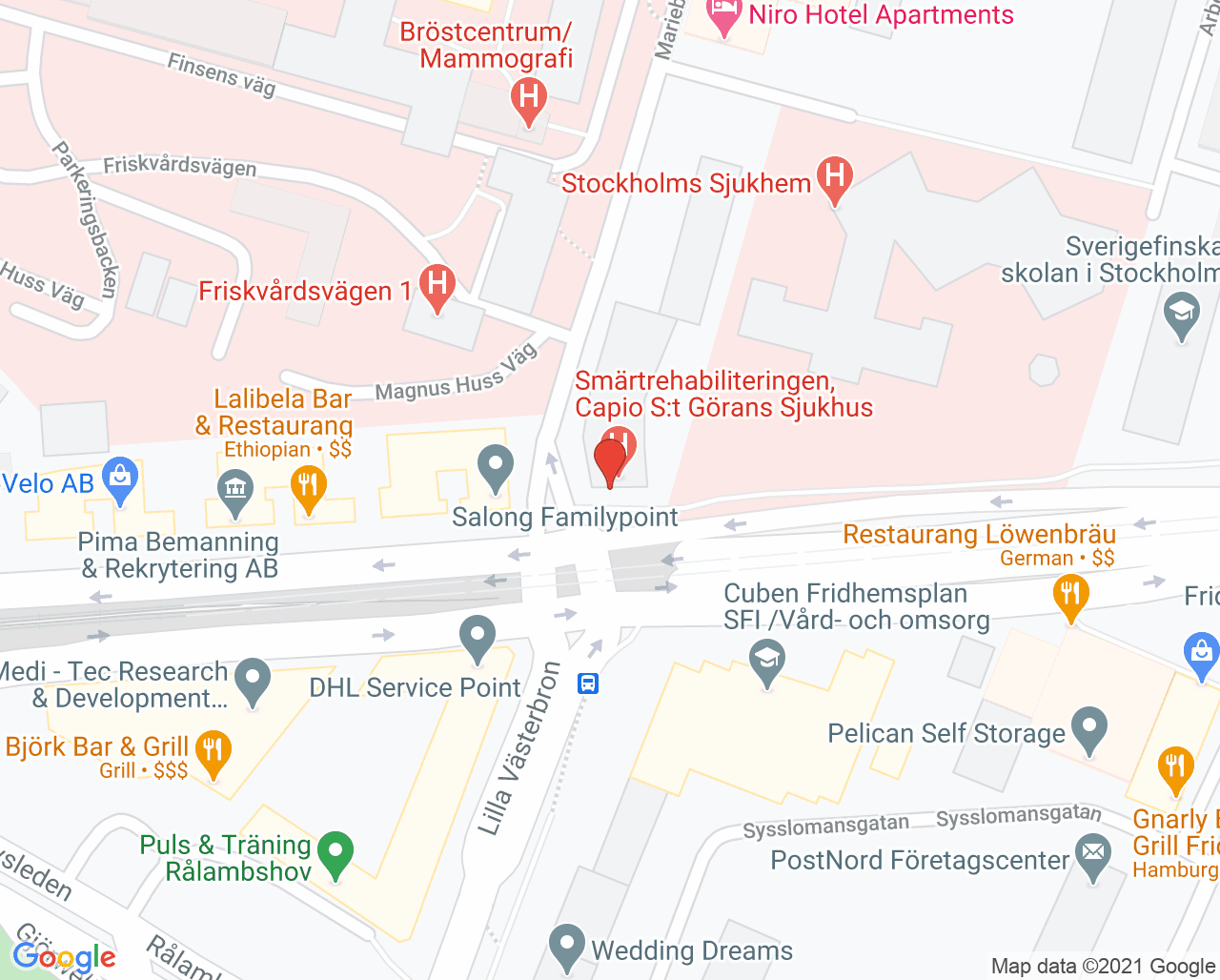 Karta till Aleris Endoskopi City, Kungsholmen