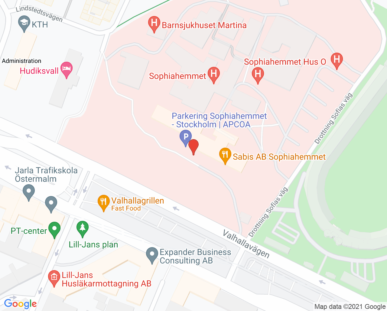 Karta till Martina BVC, Östermalm