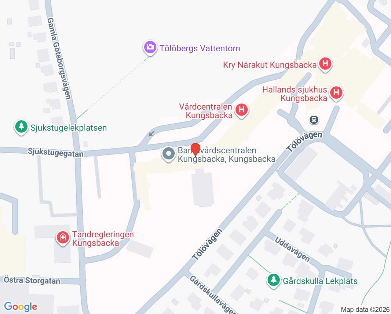 Karta till Logopedimottagningen Hallands sjukhus Kungsbacka