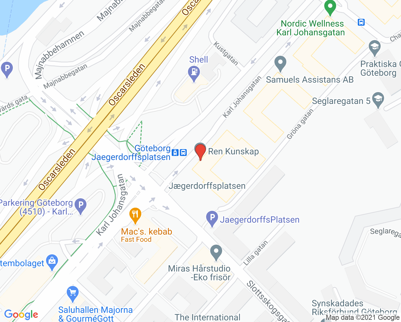 Karta till Tandläkare Anders Hanaeus, Göteborg