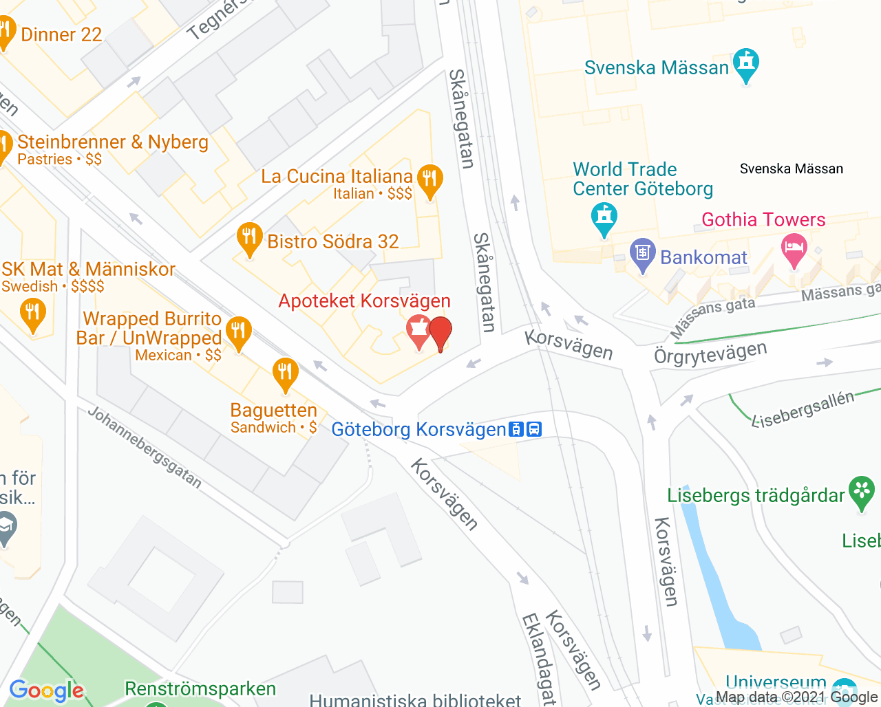 Karta till Korsvägen Dental Clinic