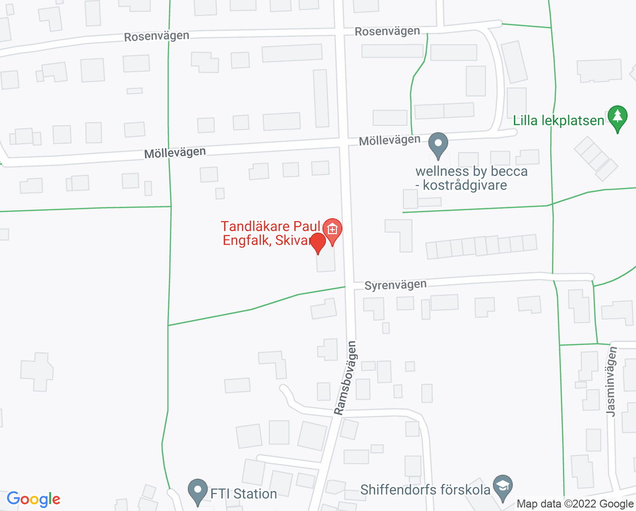 Karta till Tandvården Skivarp, Skivarp