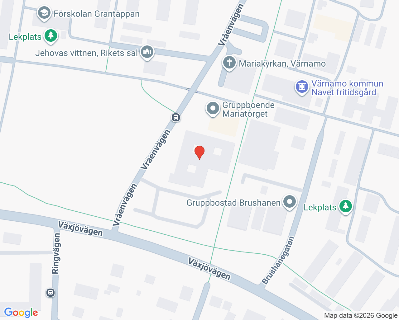 Karta till Laboratoriet Vråens vårdcentral Värnamo