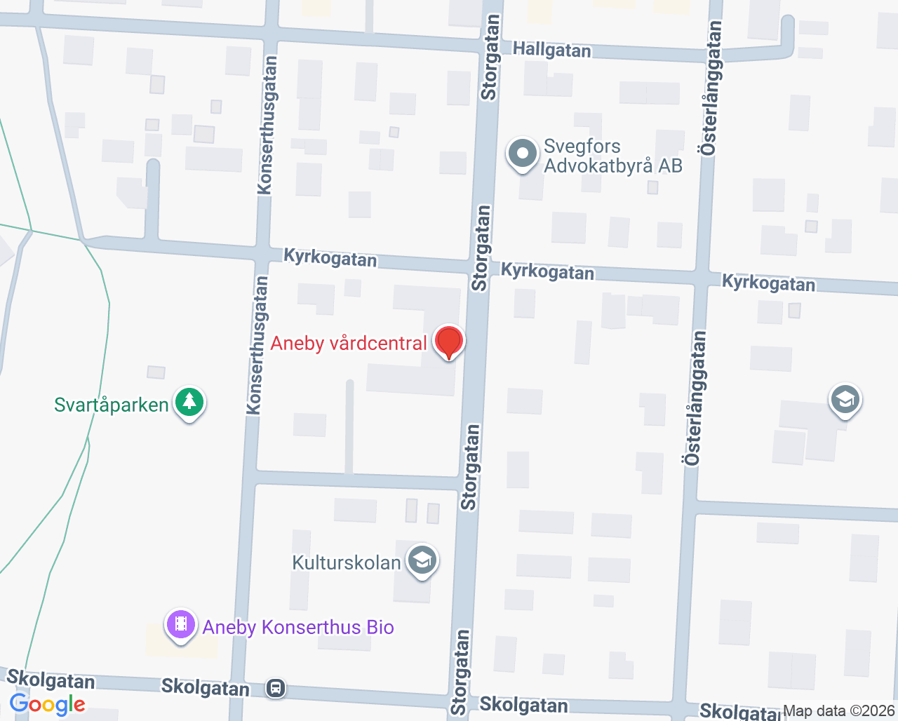 Karta till Aneby vårdcentral