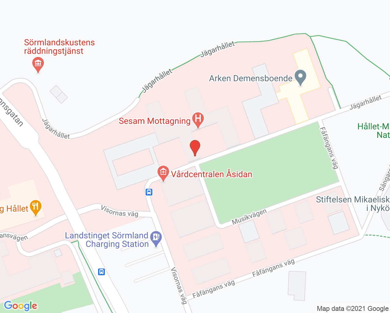 Karta till SESAM-mottagningen Nyköpings lasarett, Nyköping