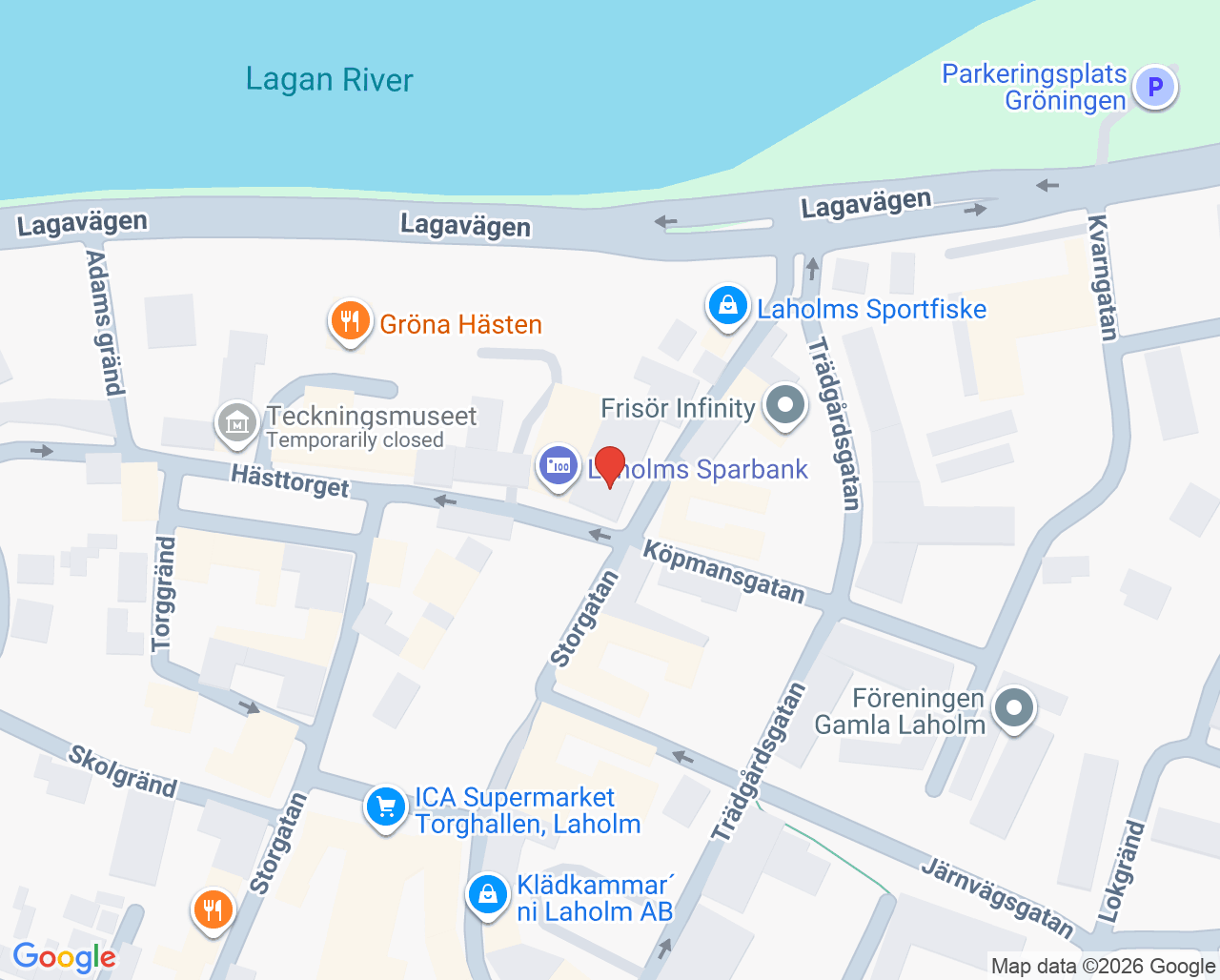 Karta till Fysioterapin Lagaholmskliniken, Laholm
