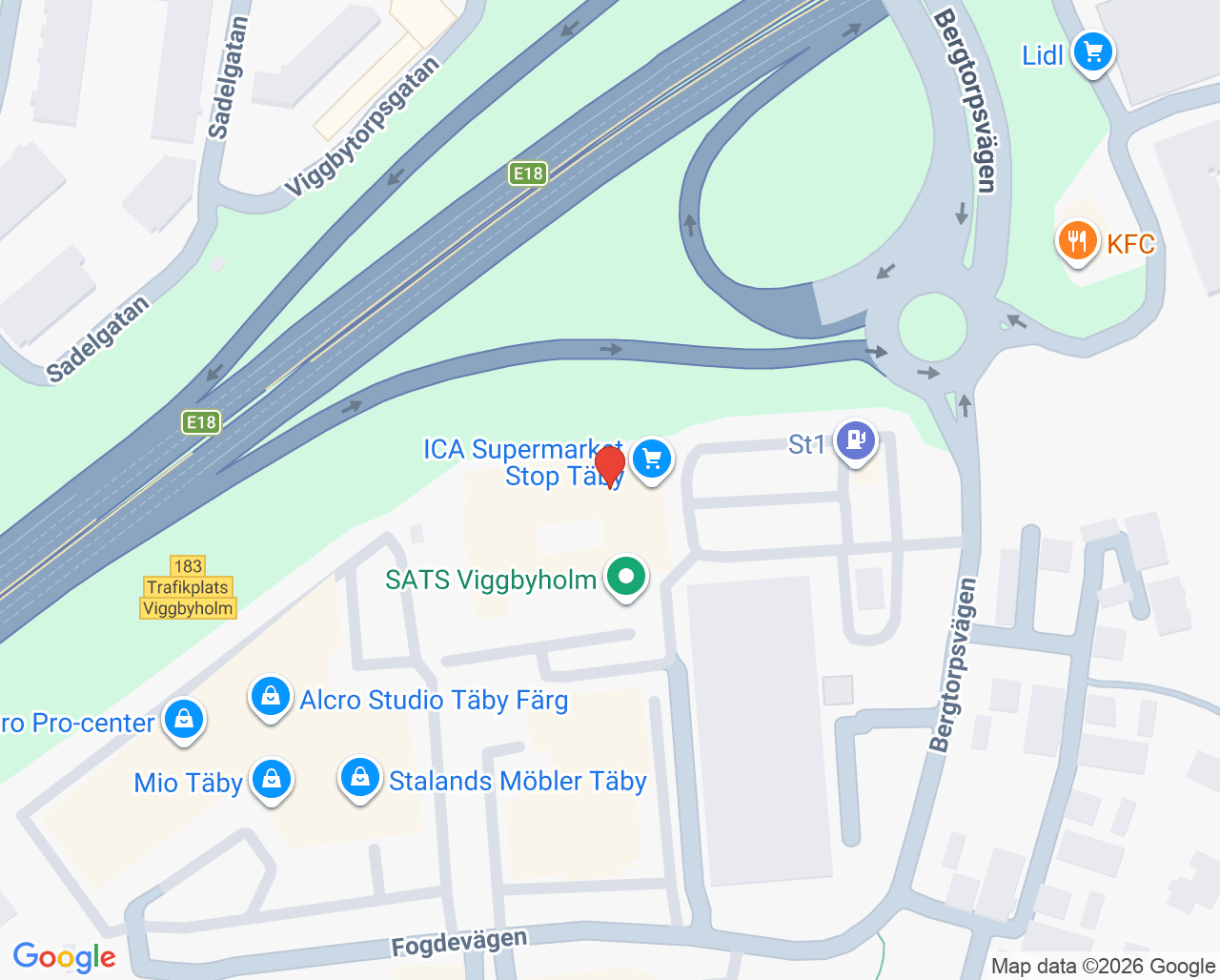 Karta till Aktivera Rehab Täby
