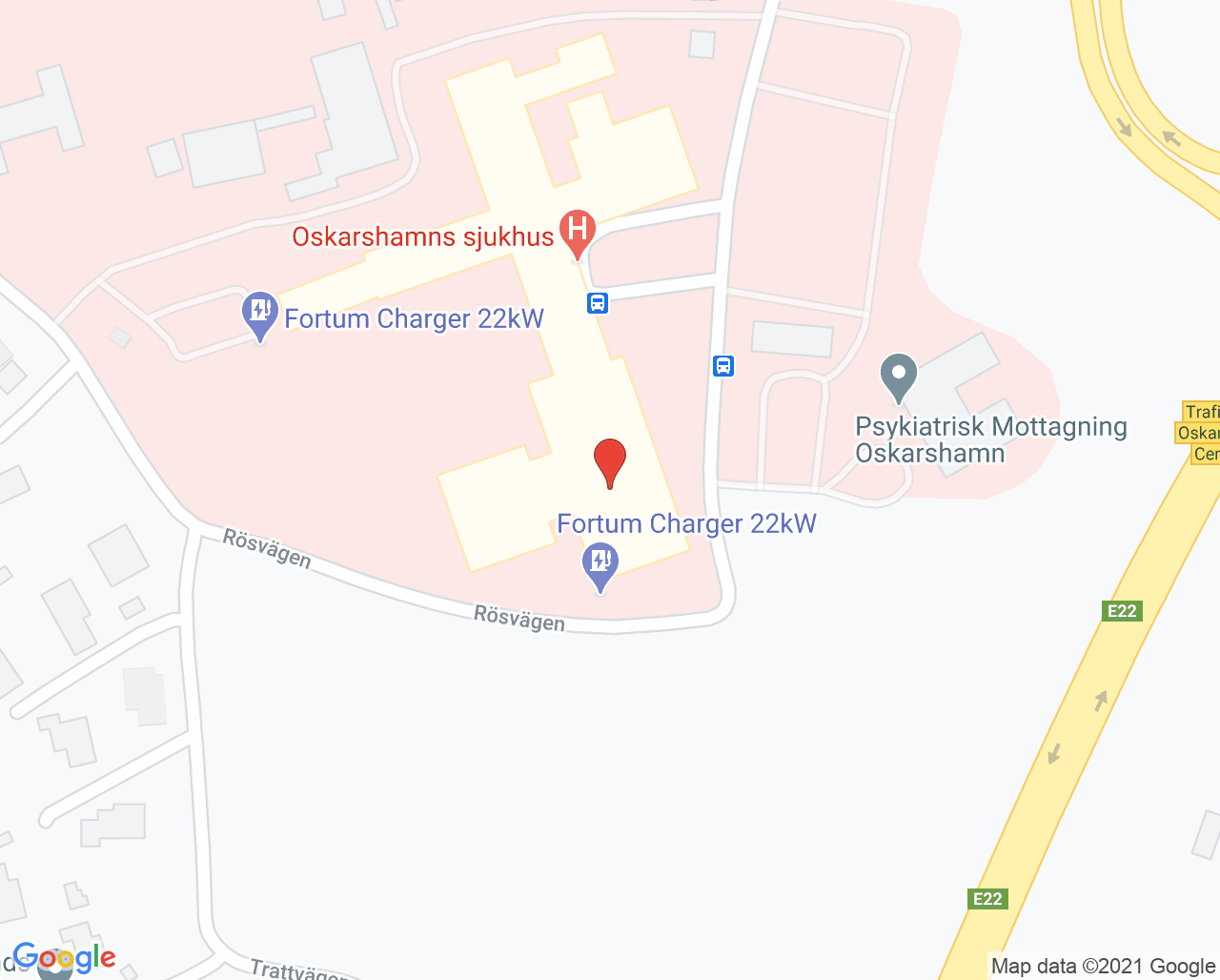 Karta till Ögonmottagningen Oskarshamn