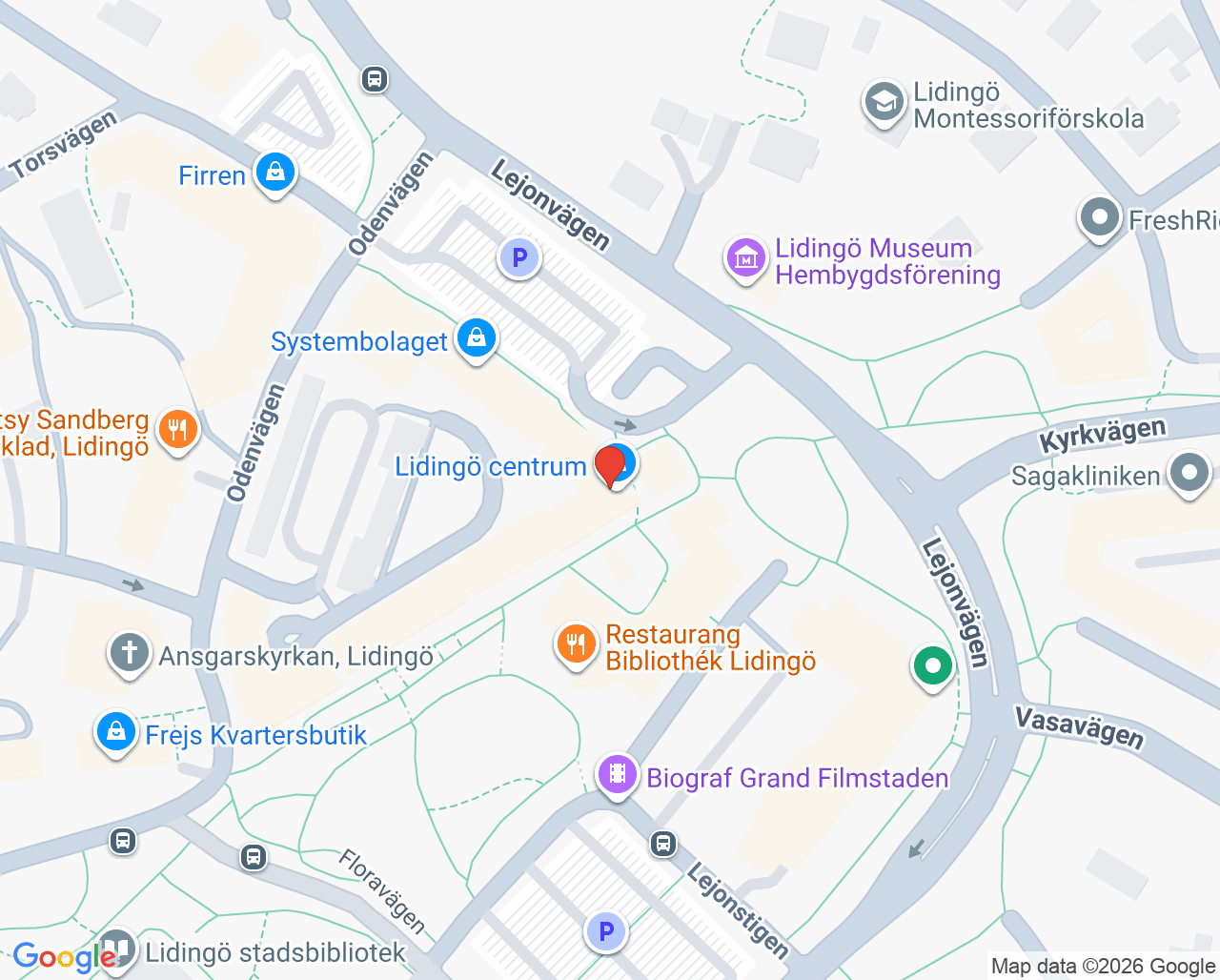 Karta till Synsam Lidingö