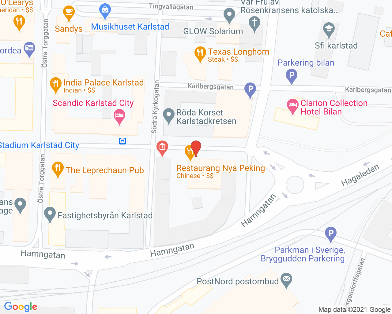 Karta till Första linjen unga Karlstadområdet, Karlstad-Hammarö-Kil-Forshaga-Grums