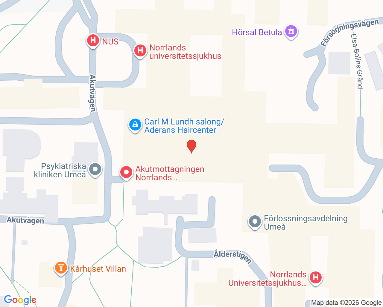 Karta till Neurokirurgisk avdelning Umeå