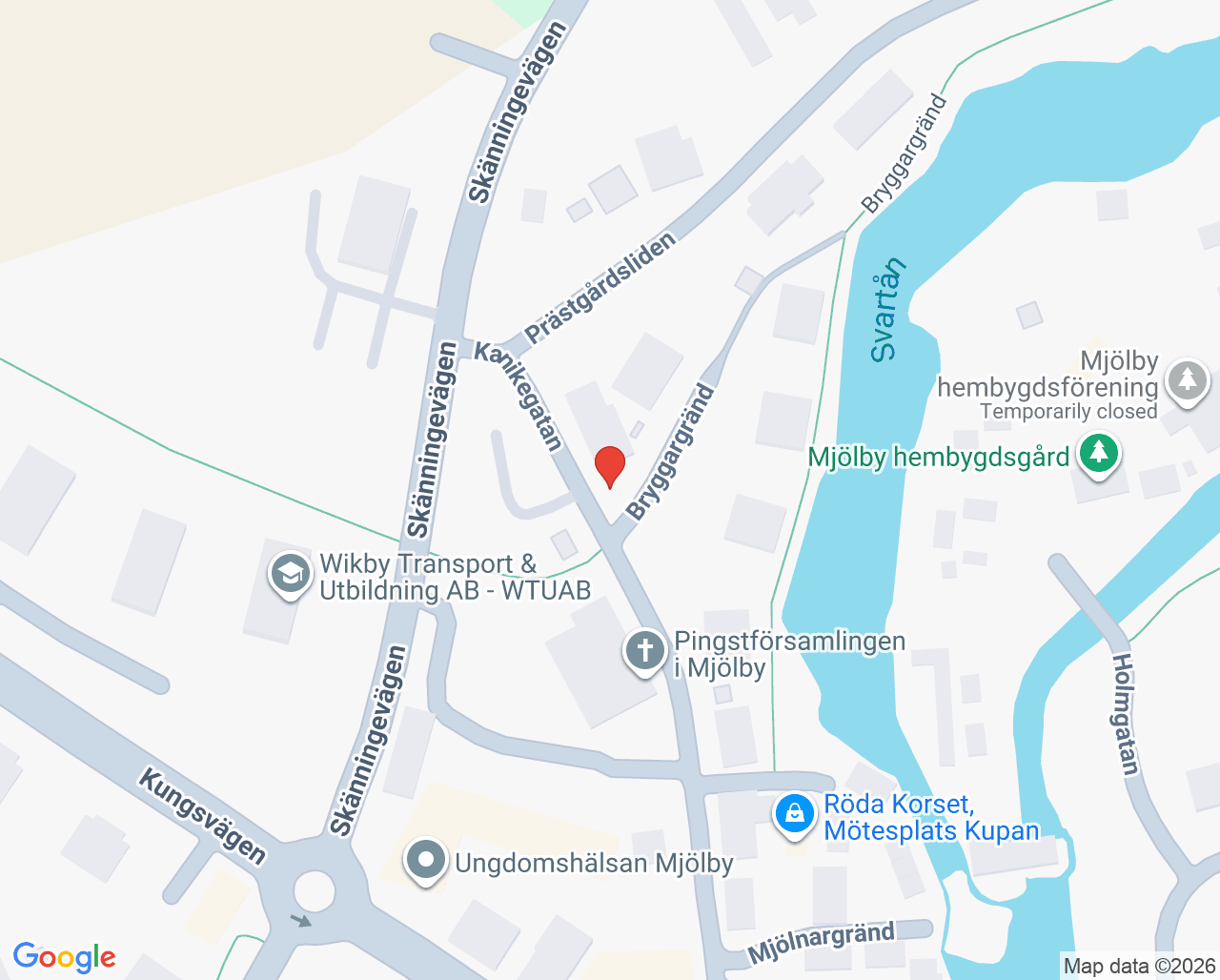 Karta till Beroendemottagningen Mjölby, Psykiatriska kliniken i Motala-Mjölby