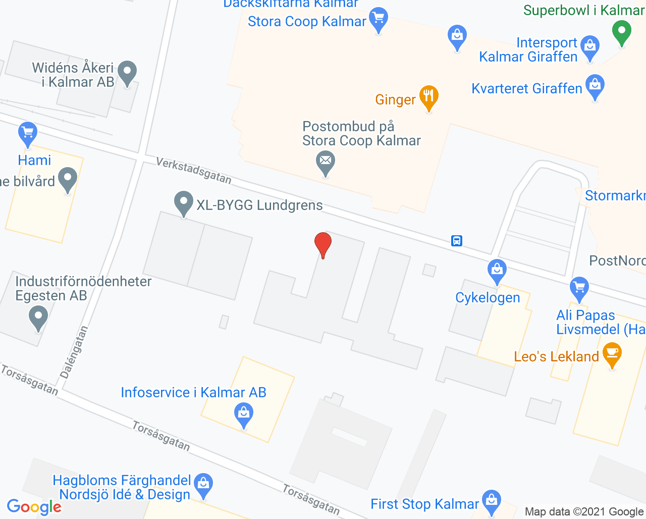 Karta till Mödrahälsovården familjecentralen Kalmar