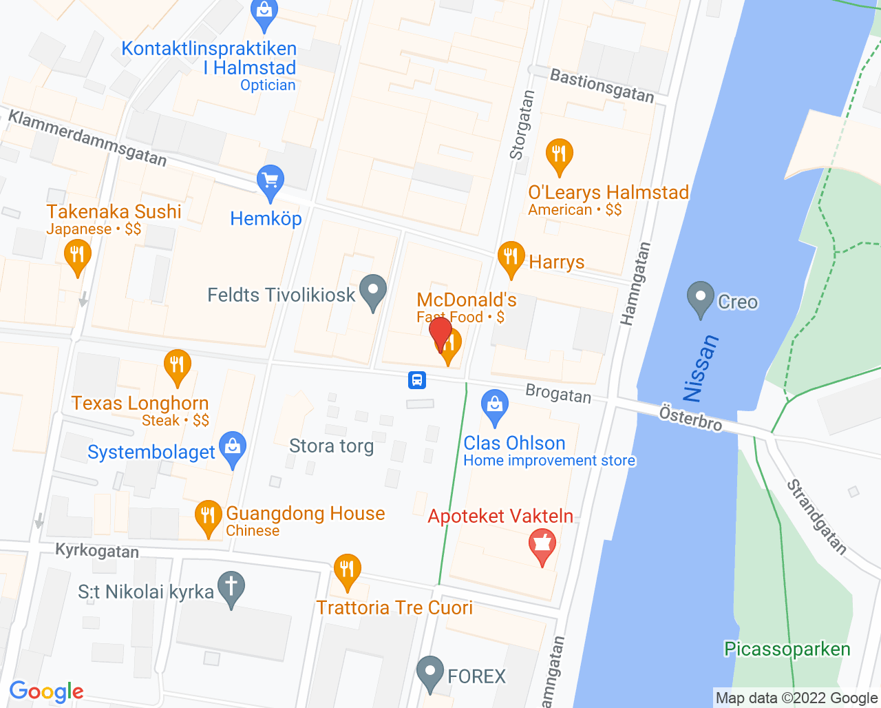 Karta till Åderbråcksklinikerna Halmstad