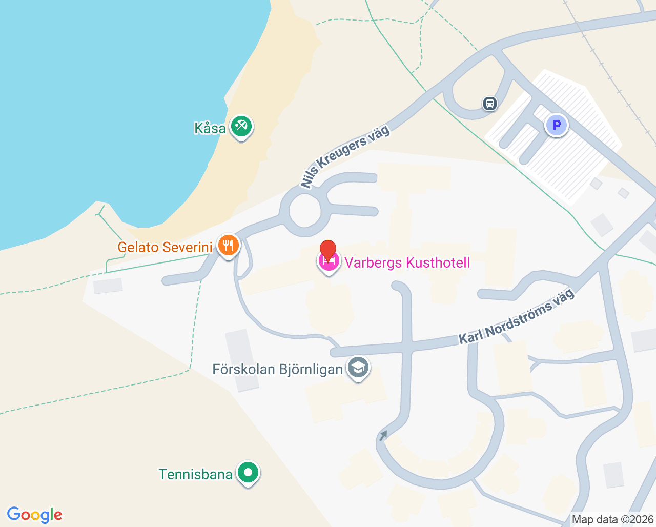 Karta till Fysioterapin Lugnetkliniken, Varberg