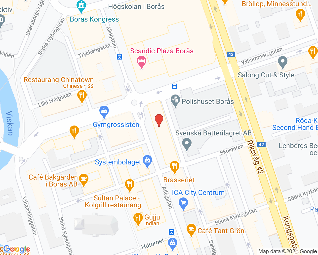 Karta till Plaza Tandvård, Borås