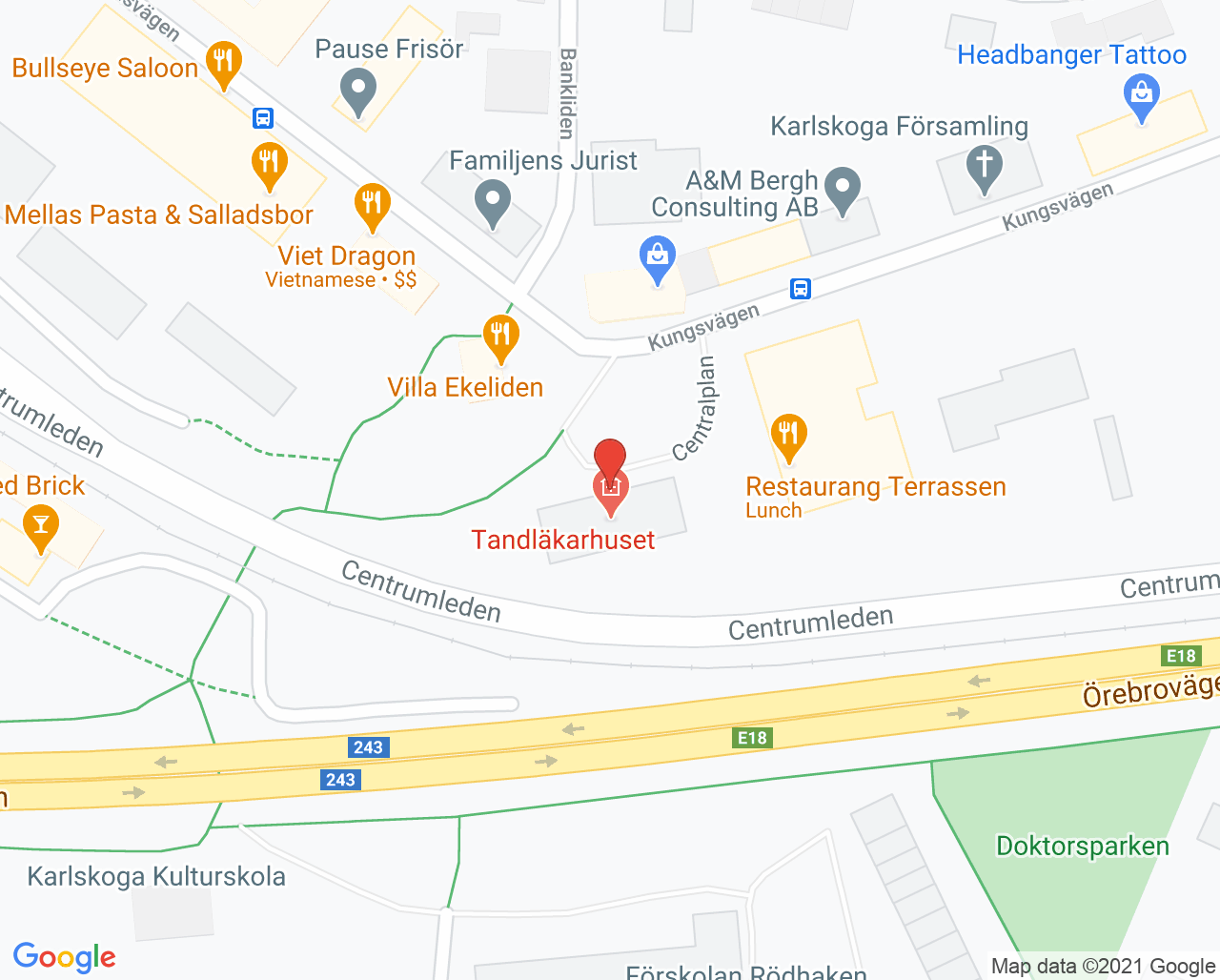 Karta till Ungdomsmottagningen Karlskoga