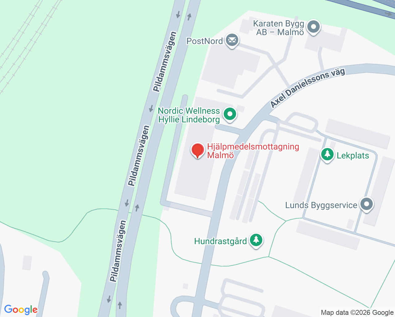 Karta till Hjälpmedelsmottagning Malmö