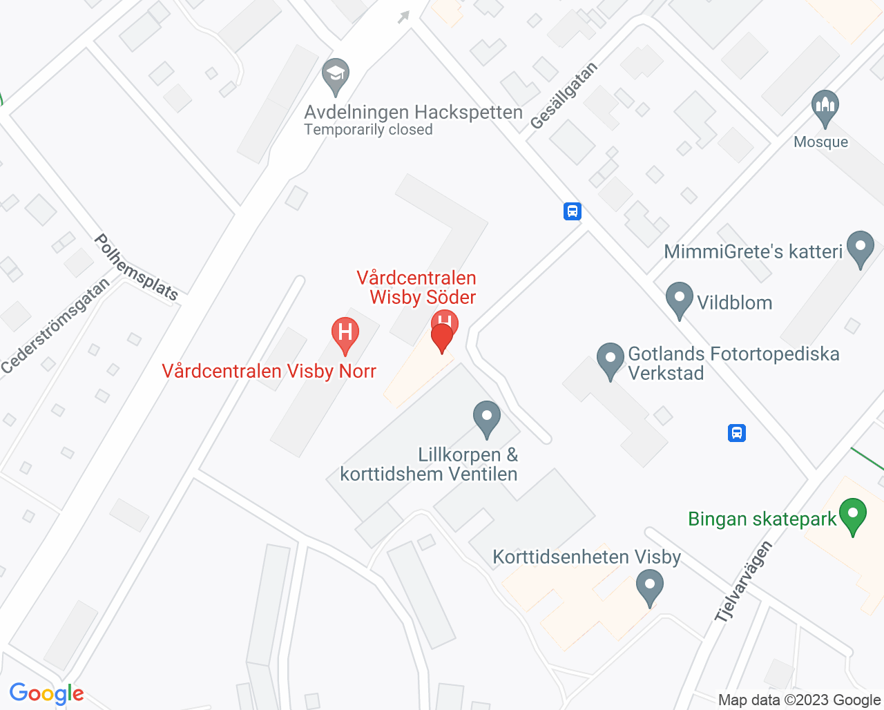 Karta till Hälsosjuksköterskemottagningen primärvård, Visby