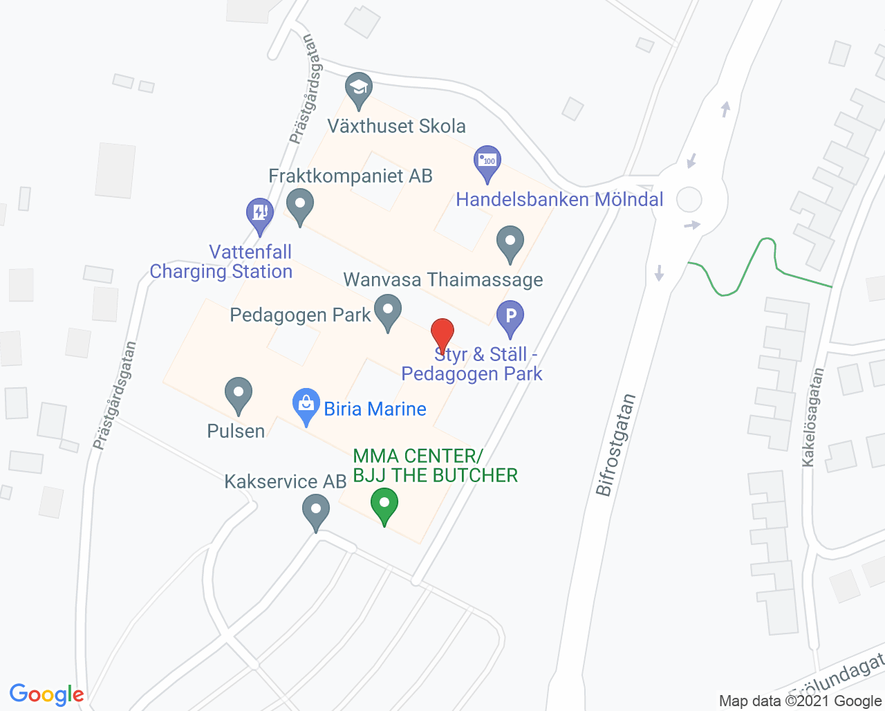 Karta till Omtanken Vårdcentral Pedagogen Park, Mölndal