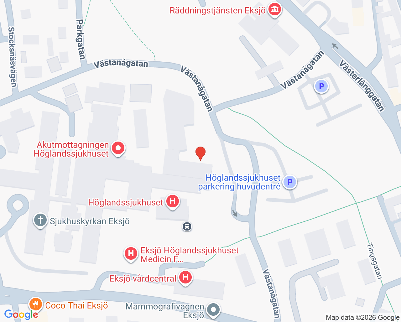 Karta till Barn- och ungdomsmedicinska mottagningen Eksjö