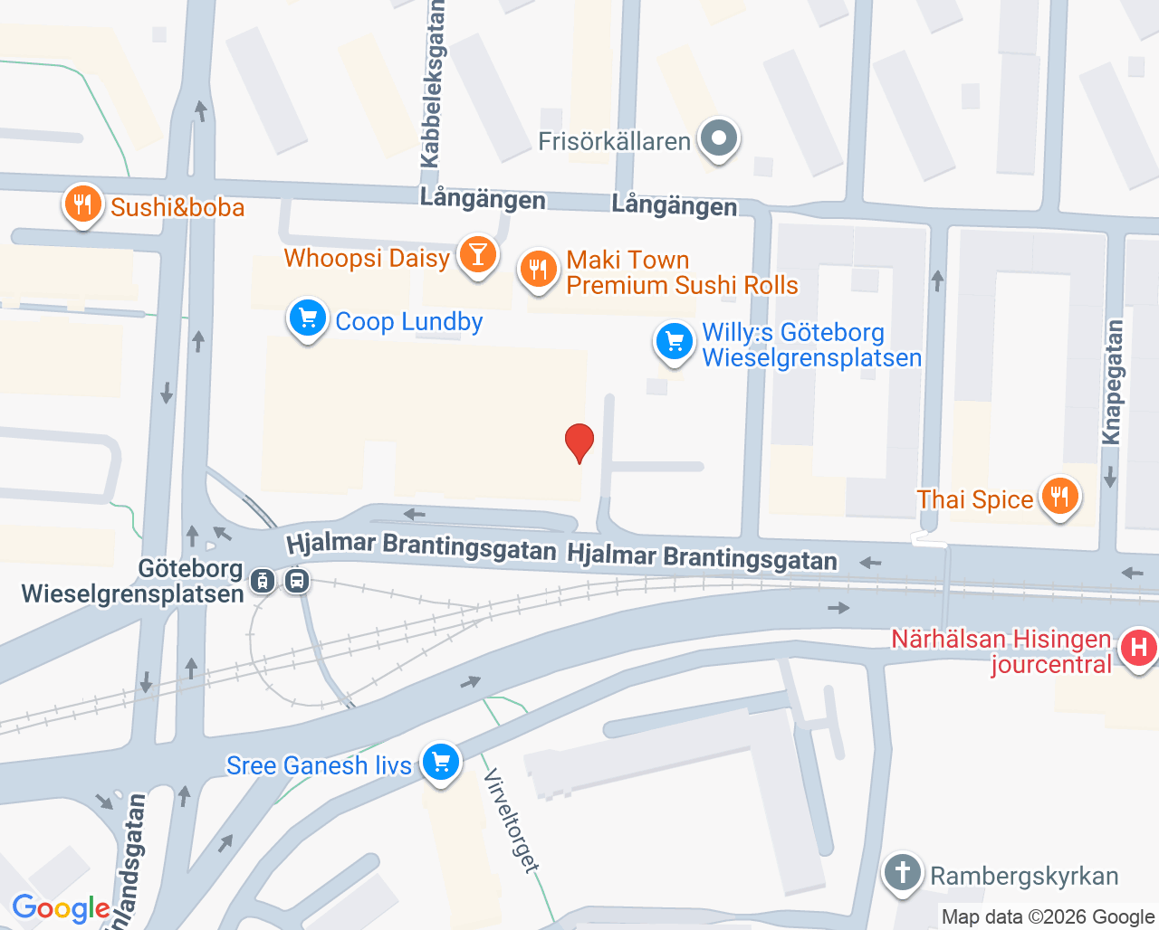 Karta till CLN Psykiatrienheten Lundby
