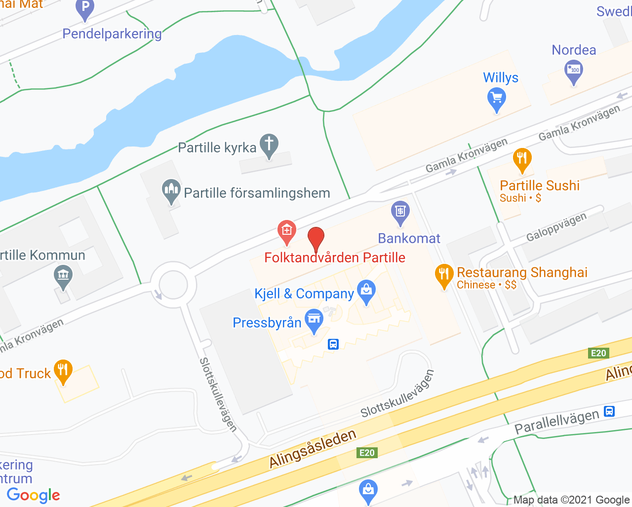 Karta till Närhälsan Partille vårdcentral, Partille