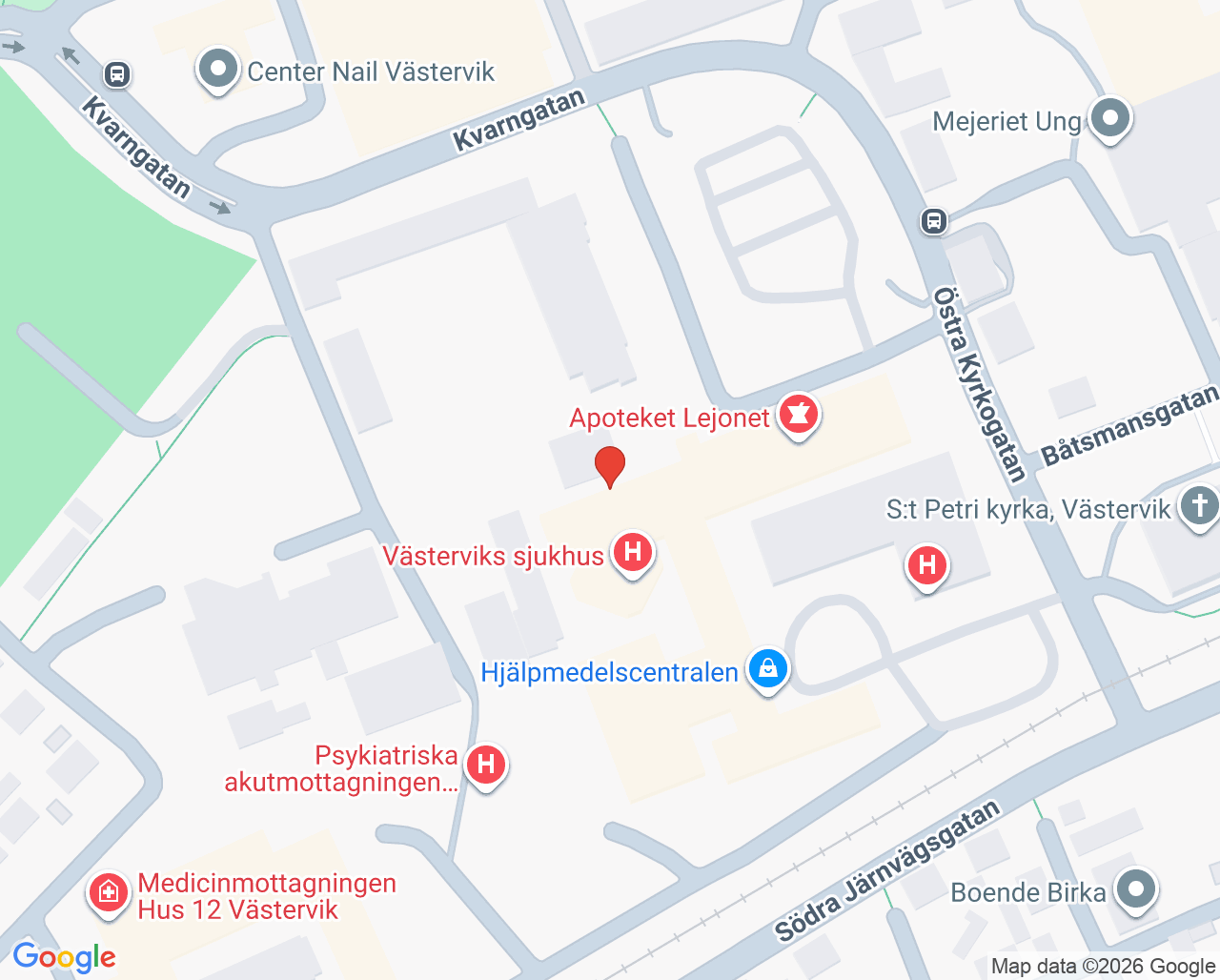 Karta till Akutmottagningen Västervik