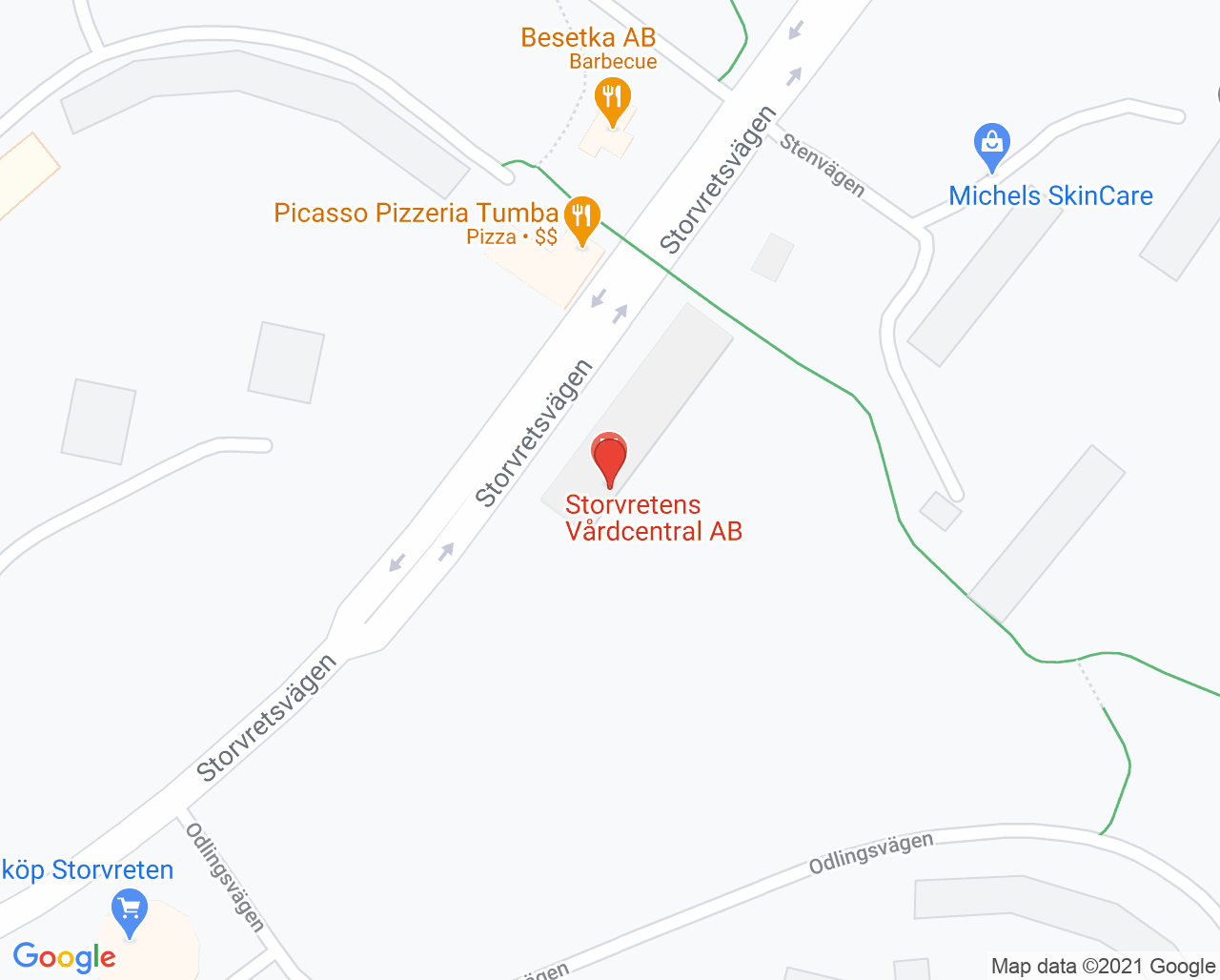 Karta till Familjeläkarna Storvretens BVC, Botkyrka