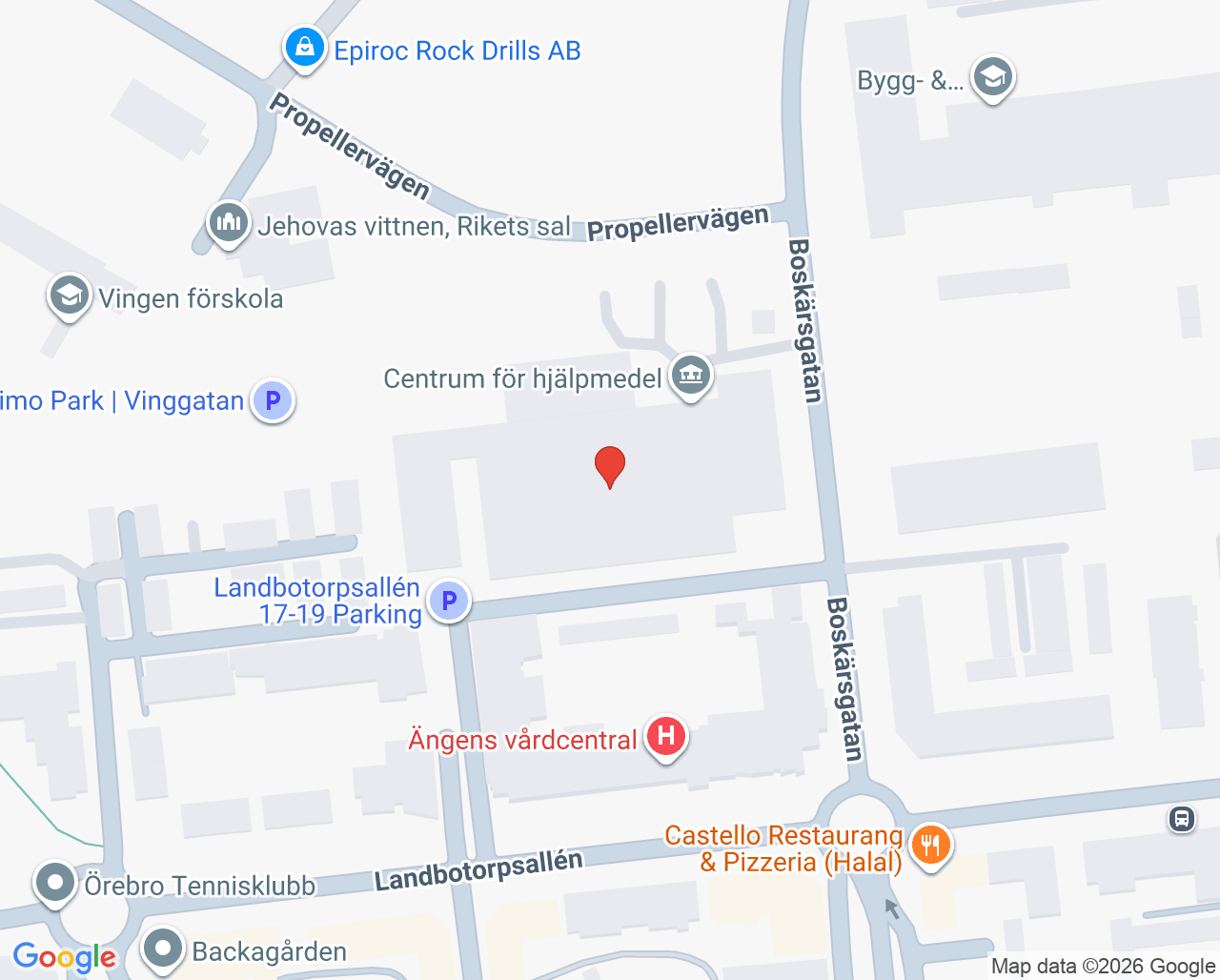 Karta till Centrum för hjälpmedel, Örebro